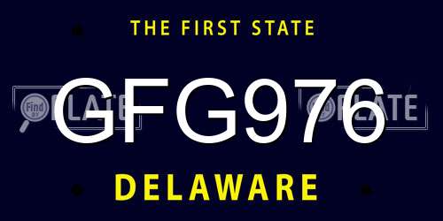 GFG976 Delaware License Plate