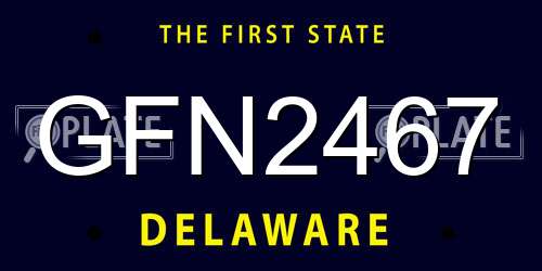 GFN2467 Delaware License Plate