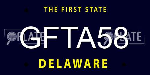 GFTA58 Delaware License Plate
