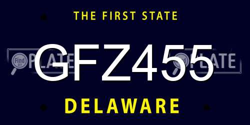 GFZ455 Delaware License Plate