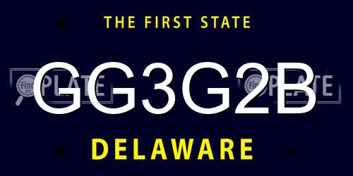 GG3G2B Delaware License Plate