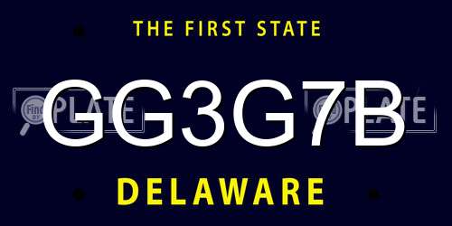 GG3G7B Delaware License Plate