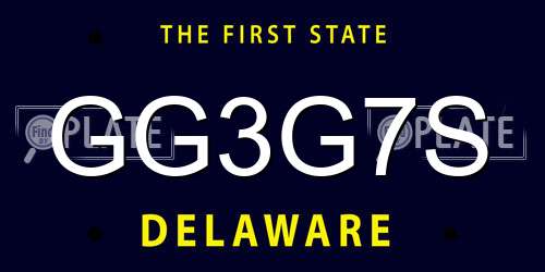 GG3G7S Delaware License Plate