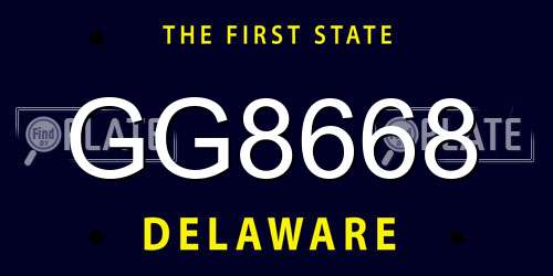 GG8668 Delaware License Plate