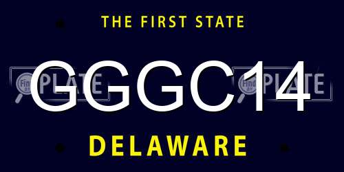 GGGC14 Delaware License Plate