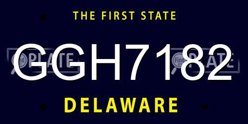 GGH7182 Delaware License Plate