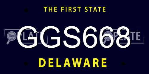 GGS668 Delaware License Plate