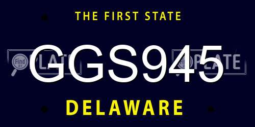 GGS945 Delaware License Plate