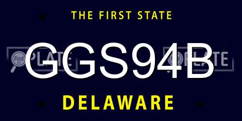GGS94B Delaware License Plate