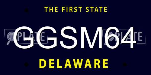GGSM64 Delaware License Plate