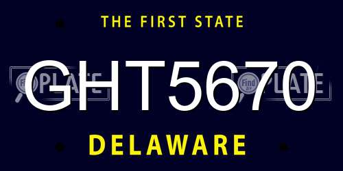 GHT5670 Delaware License Plate