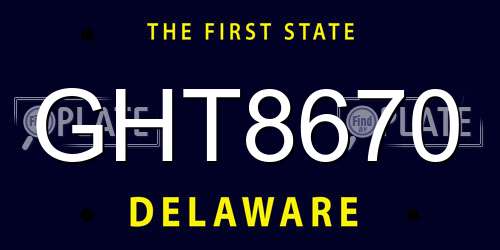 GHT8670 Delaware License Plate