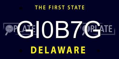 GI0B7G Delaware License Plate