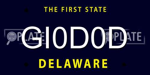GI0D0D Delaware License Plate
