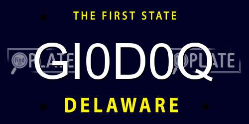 GI0D0Q Delaware License Plate