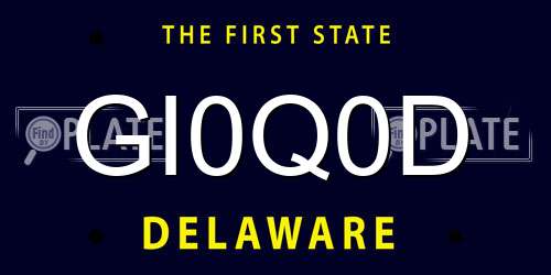 GI0Q0D Delaware License Plate