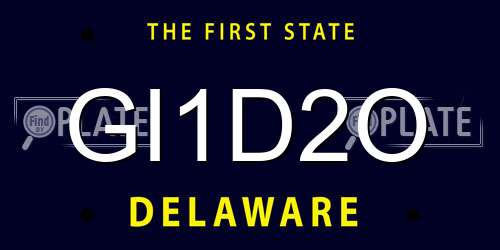 GI1D2O Delaware License Plate