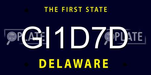 GI1D7D Delaware License Plate