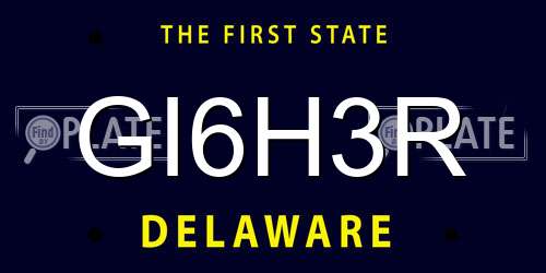 GI6H3R Delaware License Plate