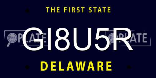 GI8U5R Delaware License Plate