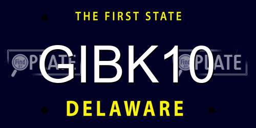 GIBK10 Delaware License Plate