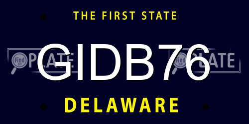 GIDB76 Delaware License Plate