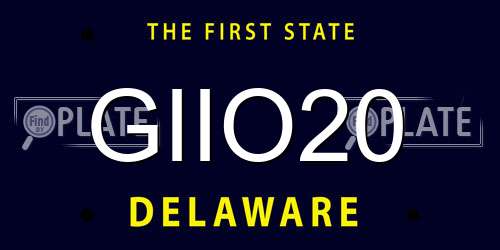GIIO20 Delaware License Plate