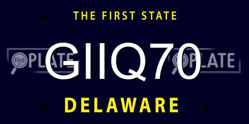 GIIQ70 Delaware License Plate