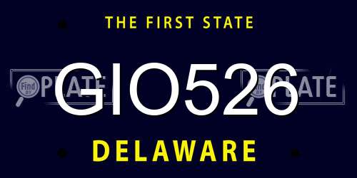 GIO526 Delaware License Plate