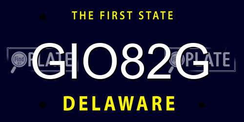 GIO82G Delaware License Plate