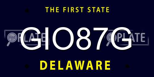 GIO87G Delaware License Plate