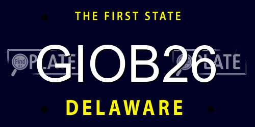 GIOB26 Delaware License Plate