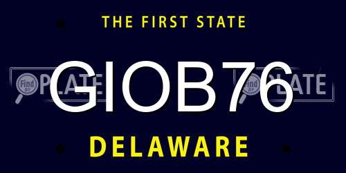 GIOB76 Delaware License Plate
