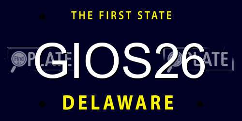 GIOS26 Delaware License Plate