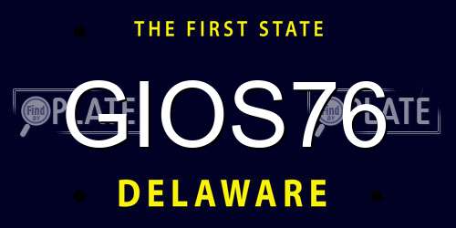 GIOS76 Delaware License Plate
