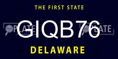 GIQB76 Delaware License Plate