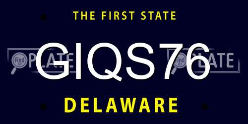 GIQS76 Delaware License Plate