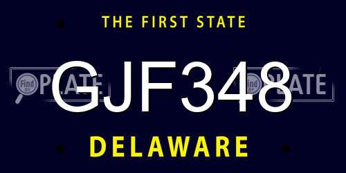 GJF348 Delaware License Plate