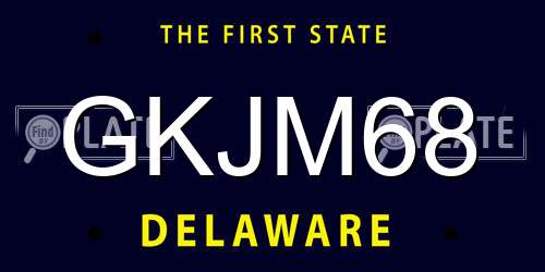GKJM68 Delaware License Plate