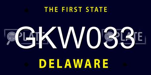 GKW033 Delaware License Plate