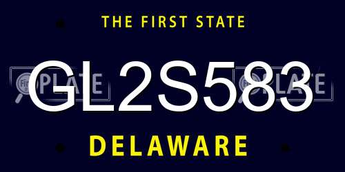 GL2S583 Delaware License Plate