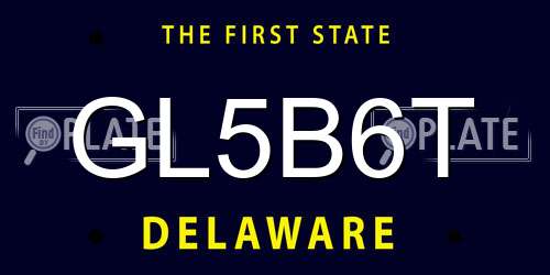 GL5B6T Delaware License Plate