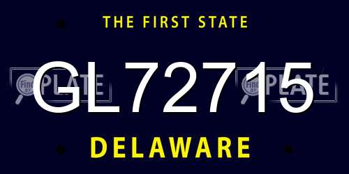 GL72715 Delaware License Plate