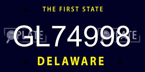 GL74998 Delaware License Plate