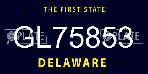 GL75853 Delaware License Plate