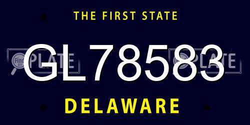GL78583 Delaware License Plate