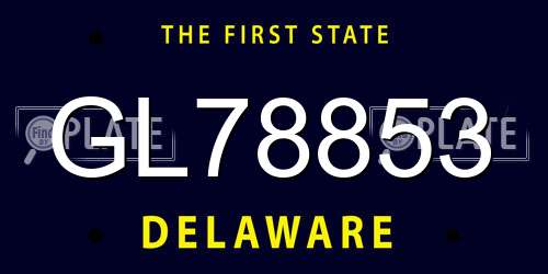 GL78853 Delaware License Plate