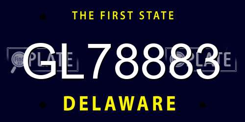 GL78883 Delaware License Plate
