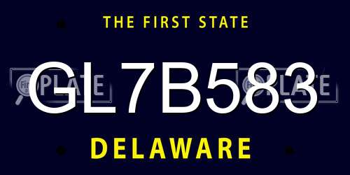 GL7B583 Delaware License Plate