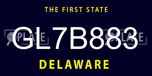 GL7B883 Delaware License Plate